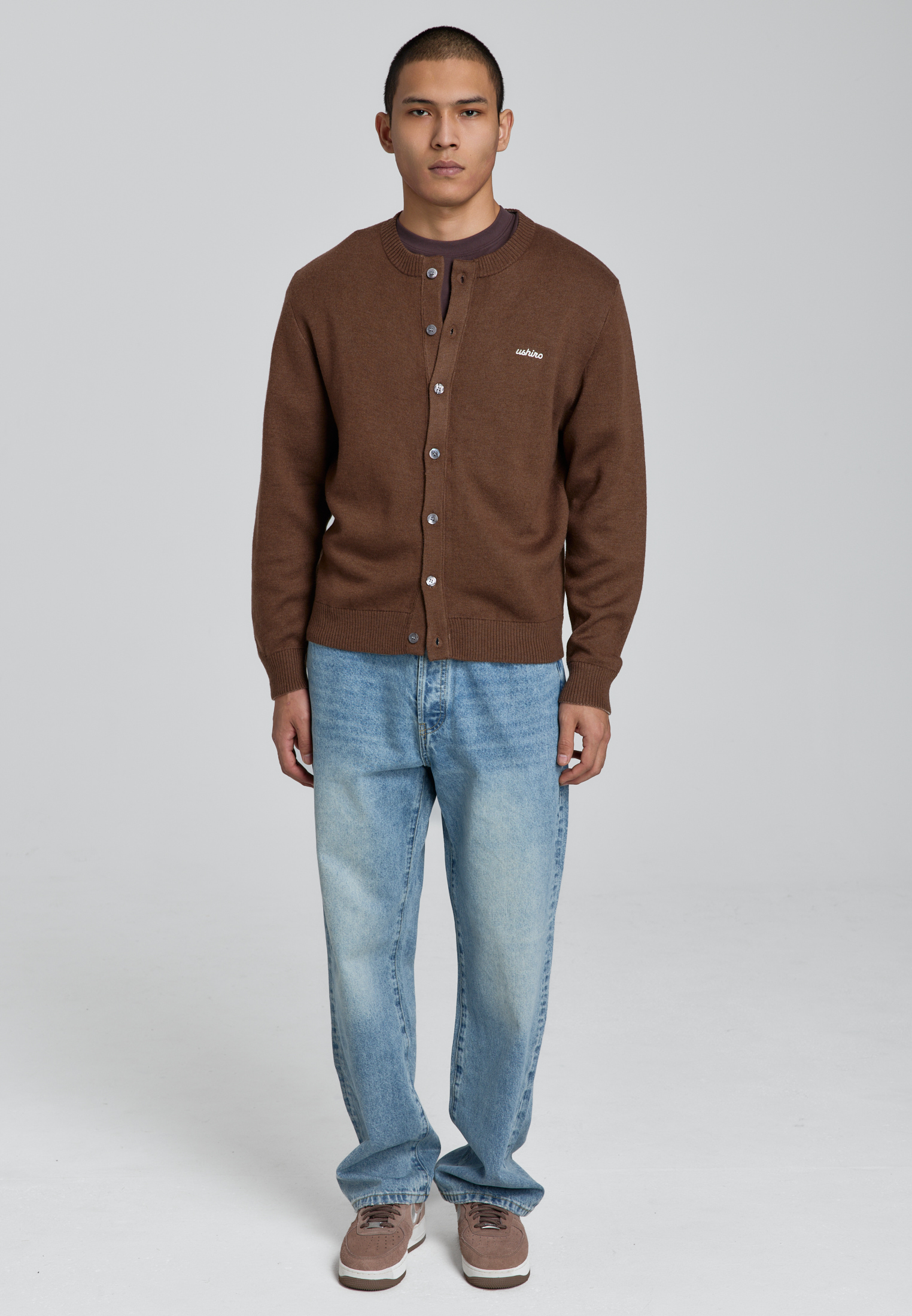 Трикотажный кардиган - brown W68049