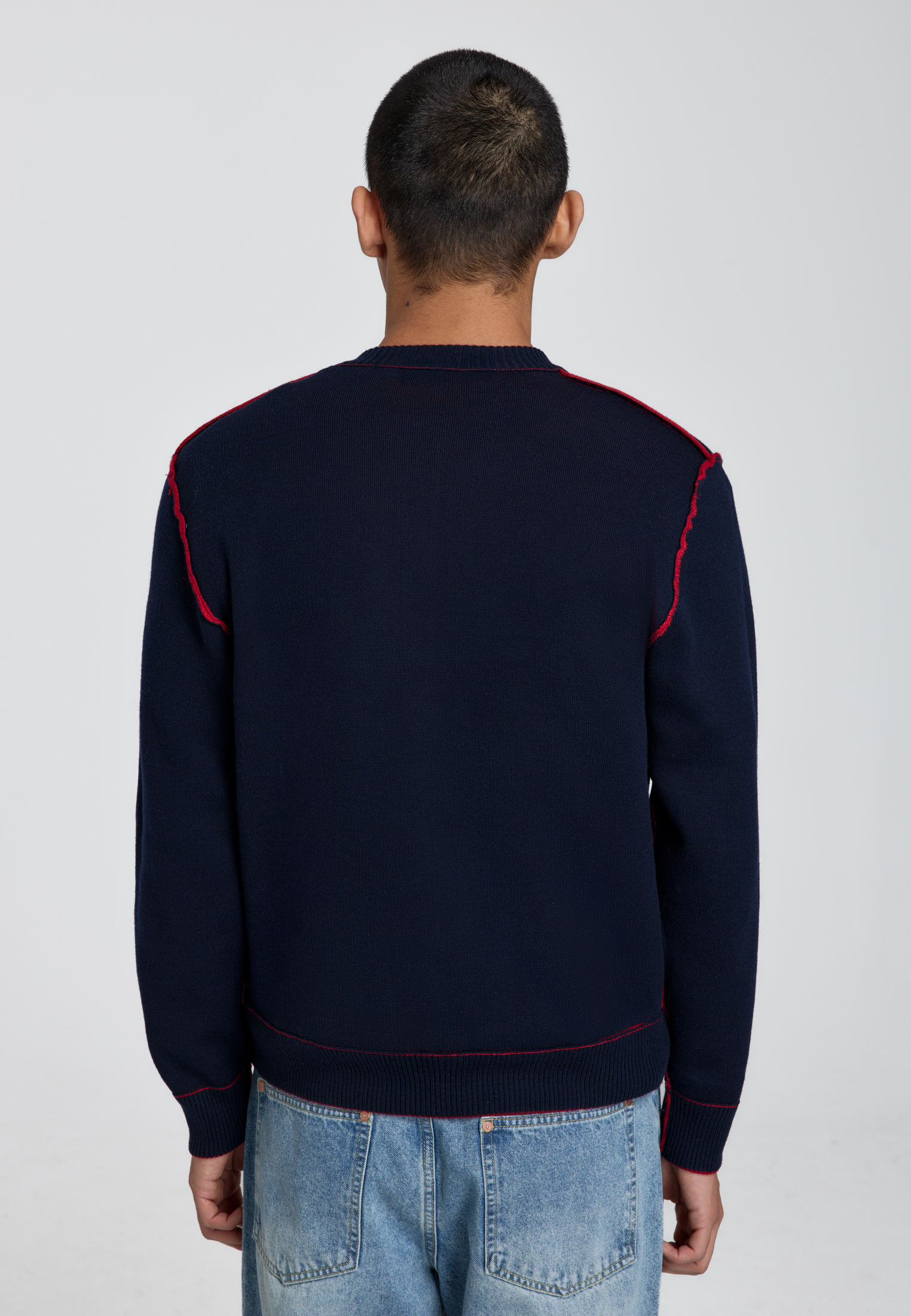 Трикотажный кардиган - red W68049